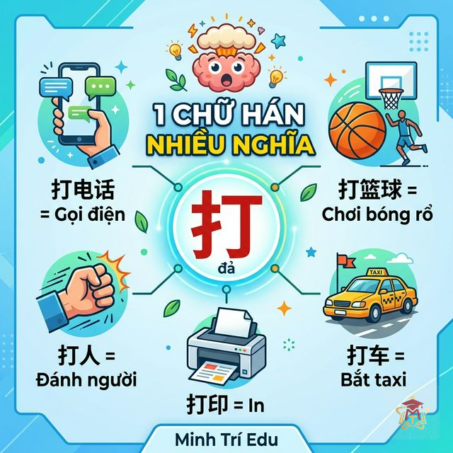 1 Chữ Hán Nhiều Nghĩa — Chữ 打 Có Hơn 20 Cách Dùng!
